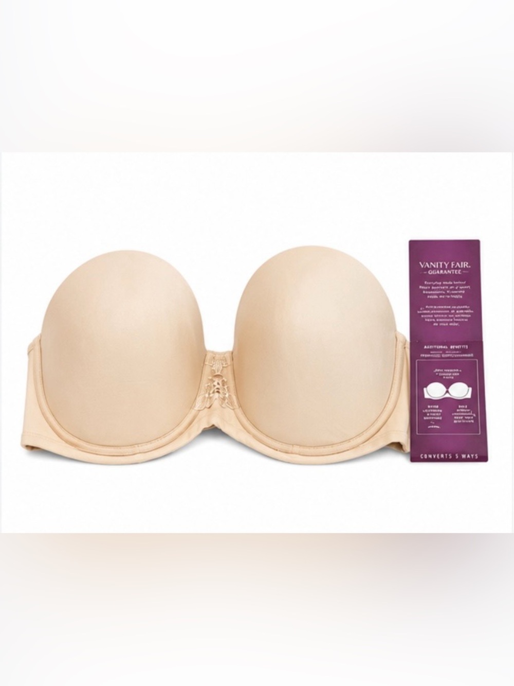 NWT Vanity Fair 5-way Strapless Bra Nude convertible Multiway 38D
